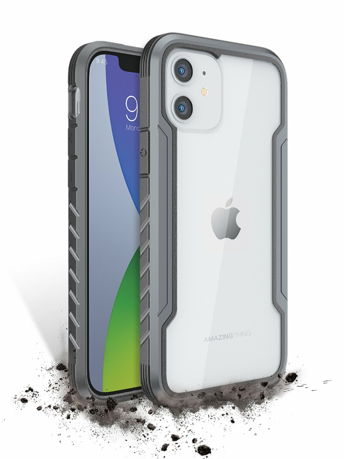 Чехол для Apple iPhone 12/12 Pro Amazingthing прозрачный/серебряный, противоударный силиконовый бампер, пластиковый кейс, накладка с защитой камеры