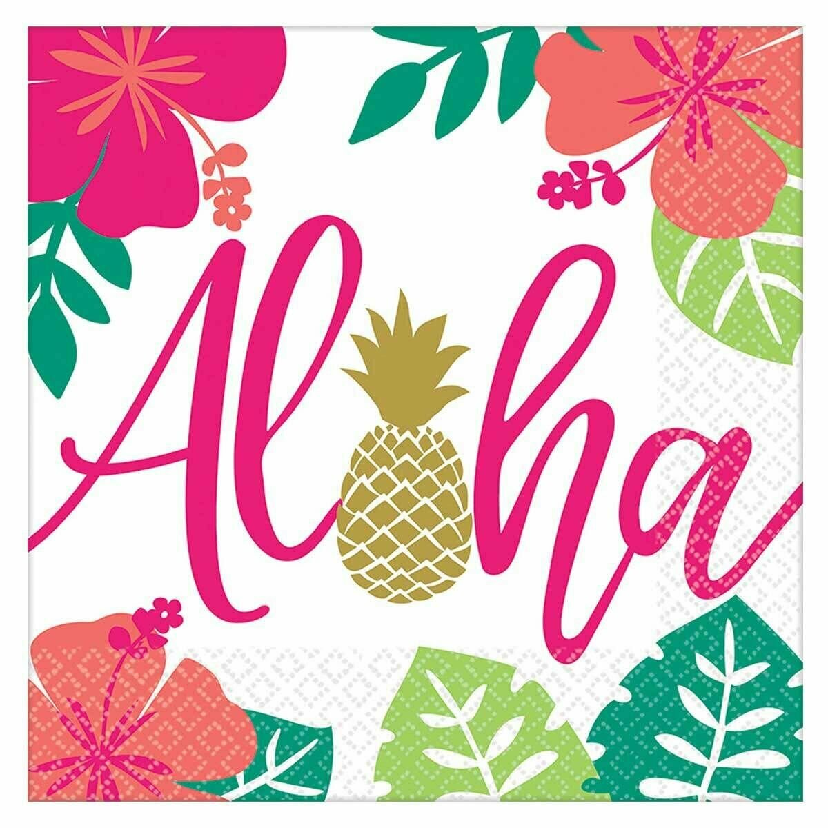 Салфетки ALOHA Фламинго 33см 16шт гавайская вечеринка