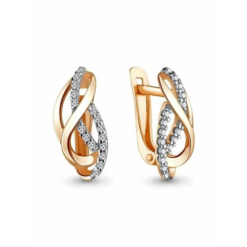 фото Серьги gold center, красное золото, 585 проба, фианит, золотой
