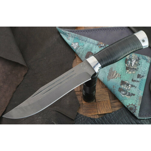 фото Нож ззосс н7, дамаск у10а/7хнм, рукоять дюраль/наборная кожа златоустовский завод оружейных специализированных сталей