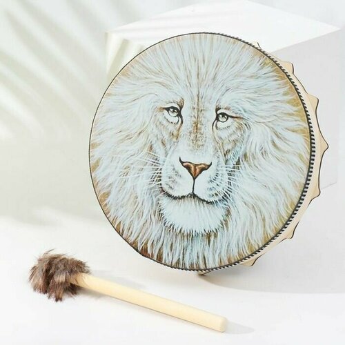 Шаманский бубен оберег Лев с колотушкой 5х25х25 см 6270₽