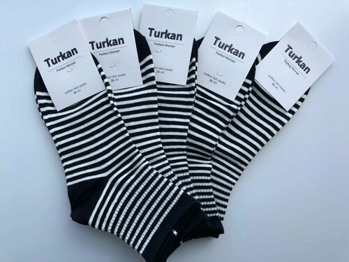 Носки Turkan, 5 пар, размер 36-41, белый, черный