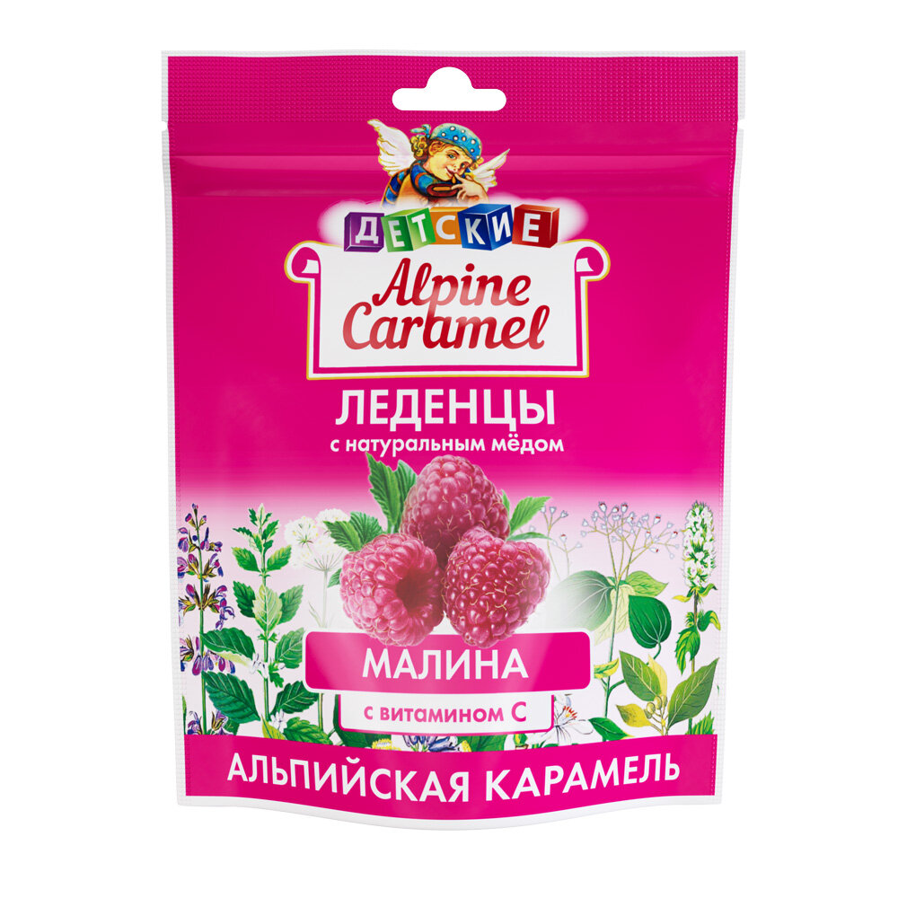 Alpine Caramel Альпийская Карамель леденцы детские малина с витамином С 75 г 1 шт.