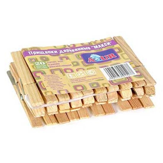 Прищепки Azur деревянные макси 20 шт (915270)