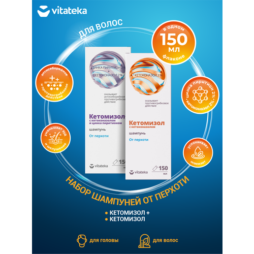 Набор Шампуней от перхоти Vitateka Кетомизол с кетоконазолом с кетомизолом и цинка пиритионом 799₽