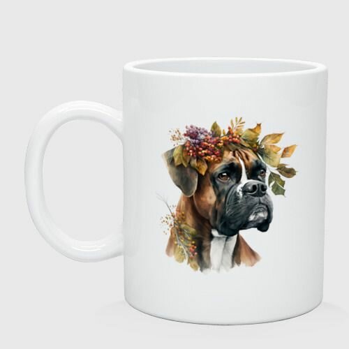 Немецкий боксер в венке осенних листьев Кружка