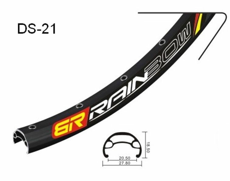 Обод 26" Rainbow DS-21: 32 H, пистонированный, двойной, цвет чёрный