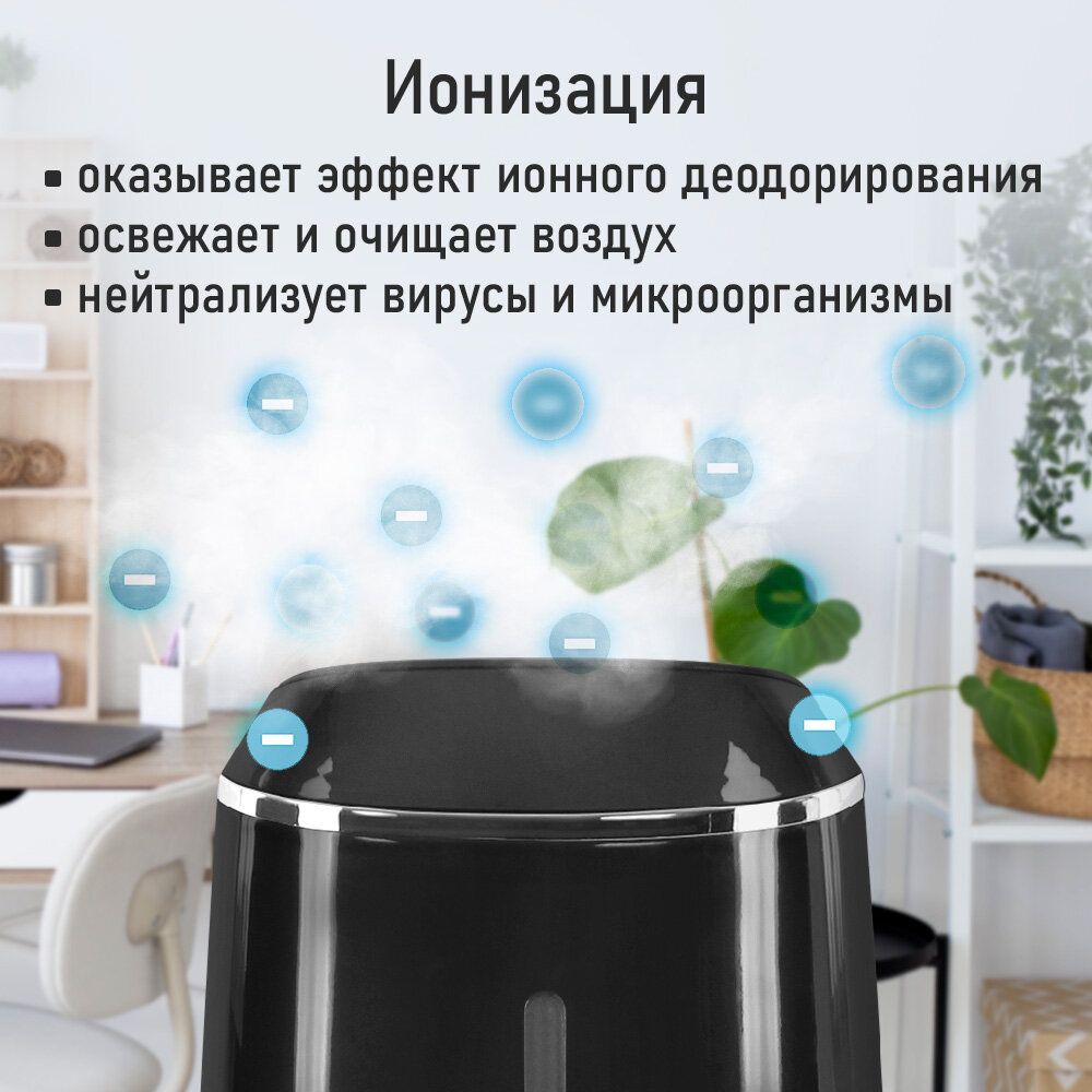 Увлажнитель воздуха ультразвуковой MARTA MT-HF4702B верхний залив антивирусная УФ - лампа ионизация черный/серебро — фото 1