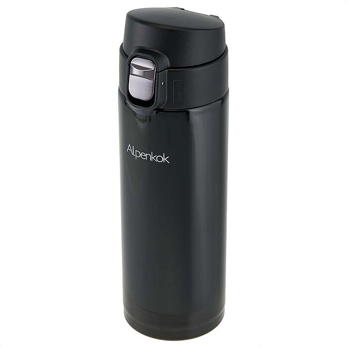 Термокружка Alpenkok AK 04817A  380 мл  нержавеющая сталь  с блокировкой от случайного нажатия  съёмное ситечко  черный