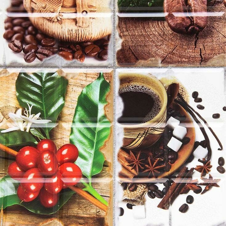 Панель ПВХ Граненый квадрат Арабика (960х480мм) 1 штука — фото 1