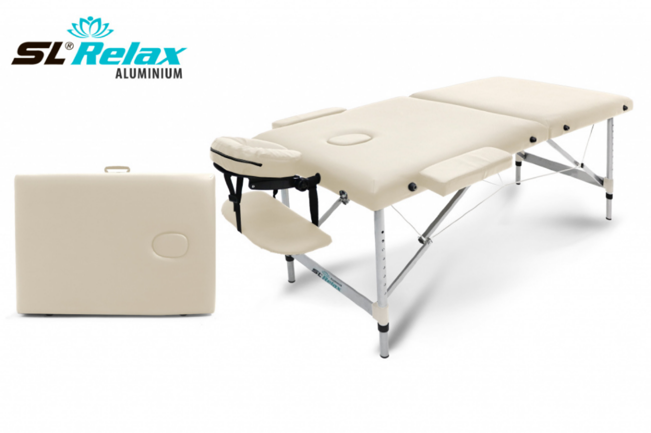 Массажный стол складной SL Relax Aluminium 185х70 см с регулировкой высоты 61-87 см BM2723-2 белый