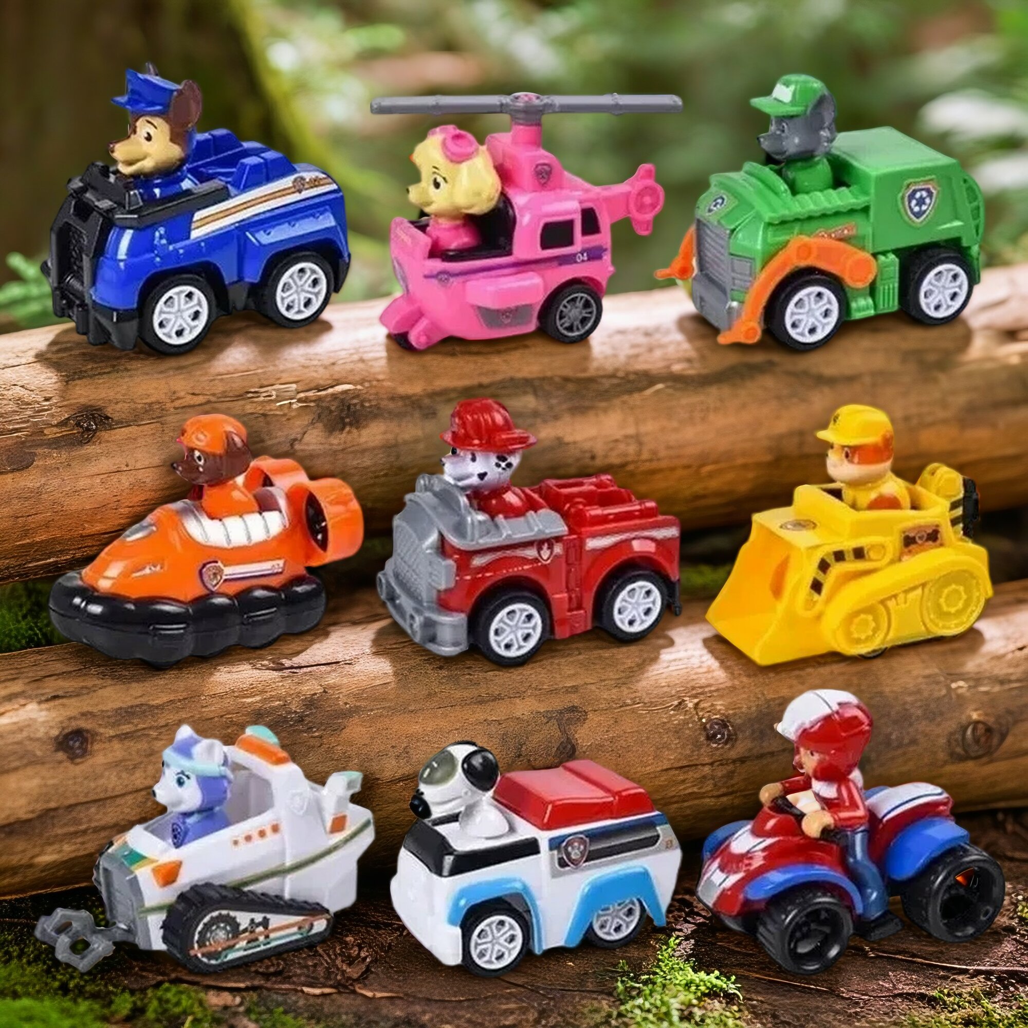 Игровой набор "Щенячий Патруль Big Rescues", 9 фигурок, пластик, желтый/бордовый