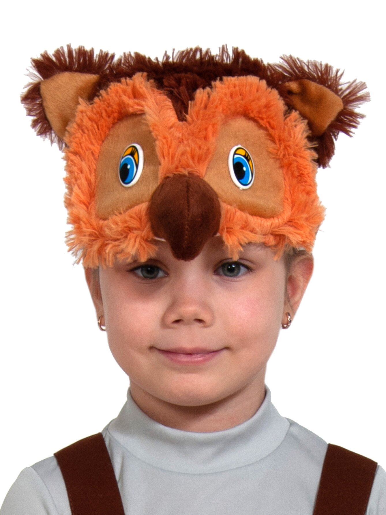Шапочка "Сова" карнавалофф, для девочек, 52-54 размер, коричневая, на Новый год