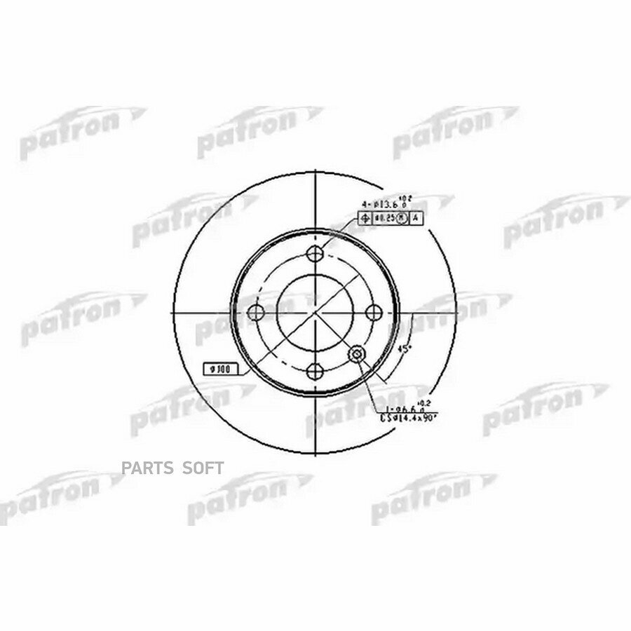 Диск тормозной передн AUDI: 80 72-78, 80 78-81, SEAT: CORDOBA 94-99, CORDOBA Vario 96-99, IBIZA II 93-99, VW: DERBY 81-84, GOLF I 74-83, GOLF II 83-92, JETTA I PATRON PBD1518 | цена за 1 шт