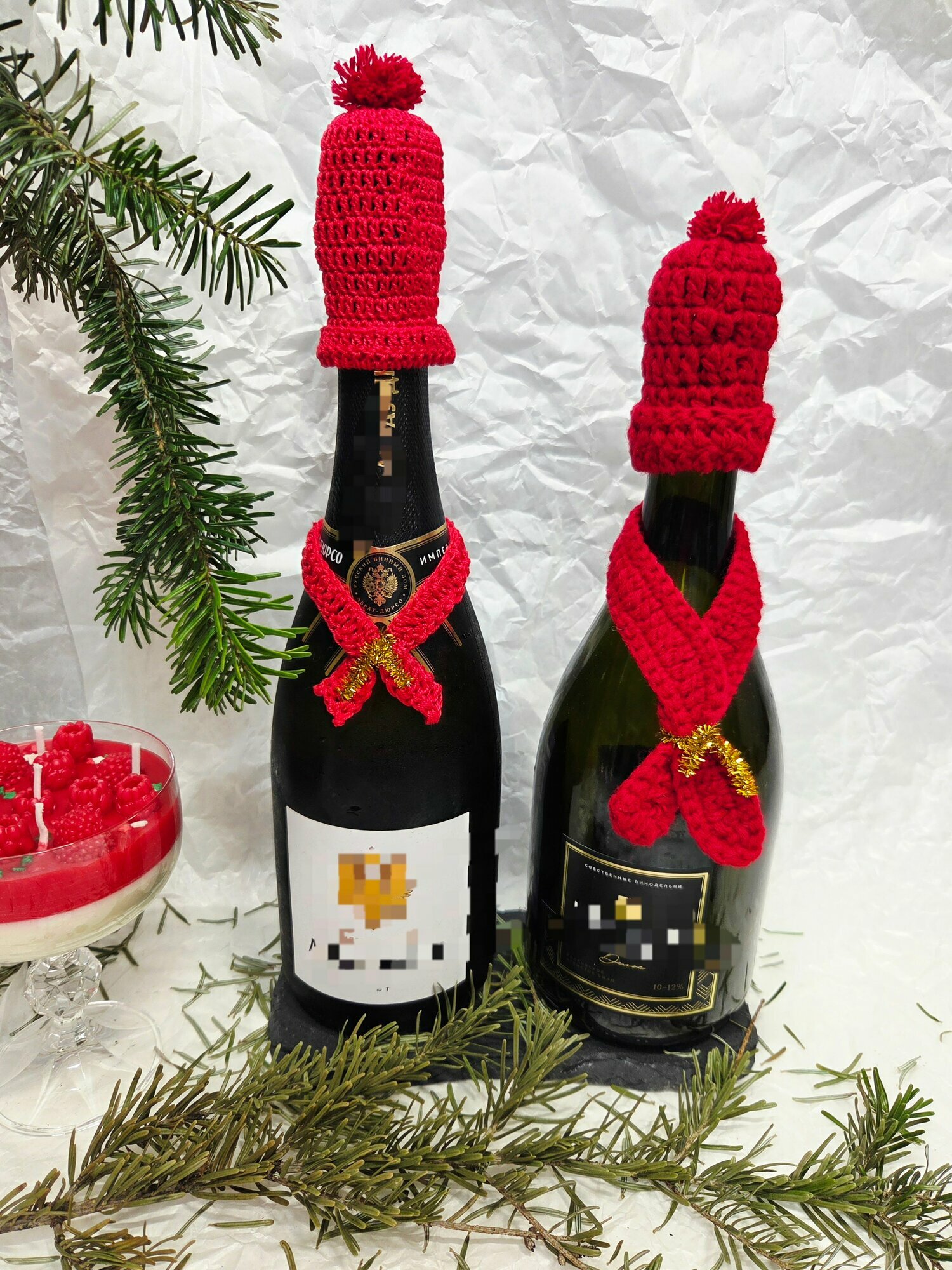 Украшение новогоднее для бутылки "Тёпленькая пошла" набор на 2 бут. 4 предмета