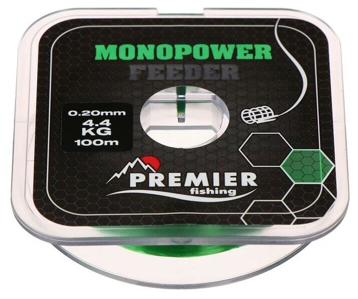 Леска Preмier fishing MONOPOWER Feeder диаметр 0.2 мм тест 4.4 кг 100 м зелёная