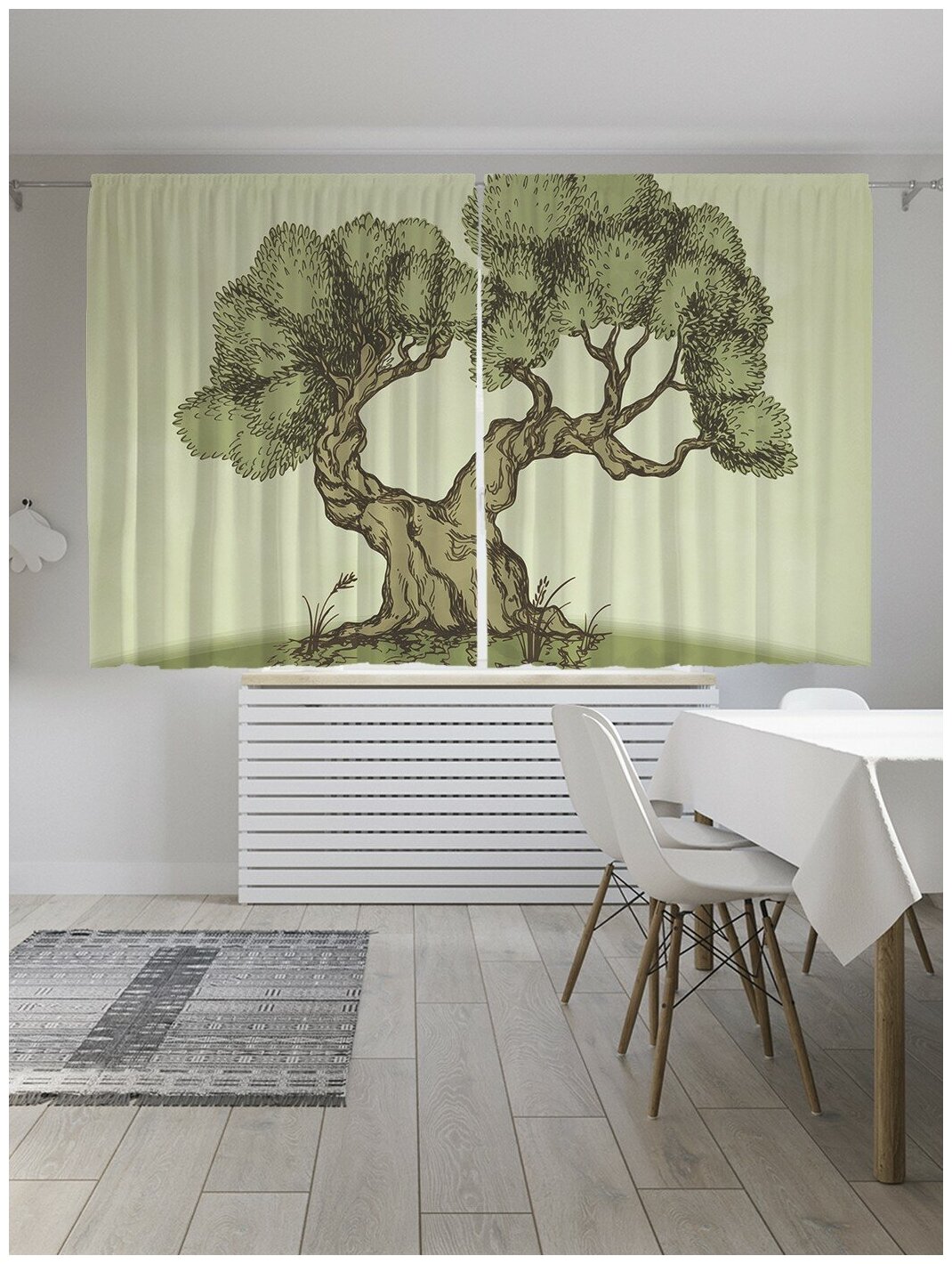 Классические шторы JoyArty "Дерево в стиле бонсай", серия Oxford DeLux, 2 полотна 145x180 см
