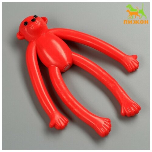 Игрушка для собак Обезьяна с пищалкой, 19,5 см, силикон, красная