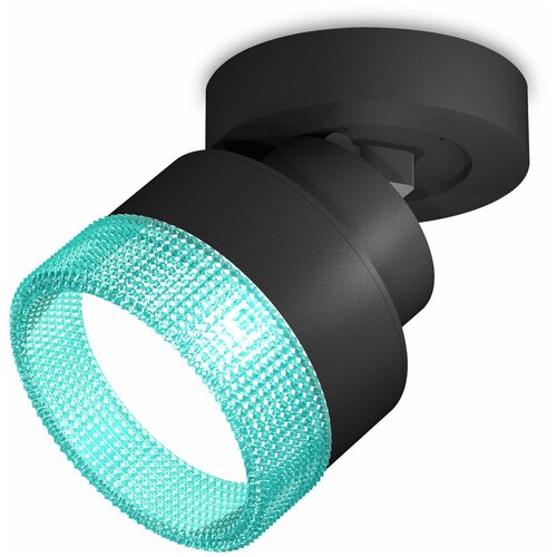 Комплект накладного поворотного светильника с композитным хрусталем Ambrella light XM8102043 SBK/BL черный песок/голубой GX53