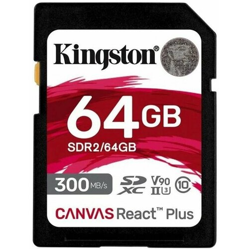 Карта памяти Kingston SDXC Canvas React Plus UHS-II V90 U3 (260/300MB/s) 64GB