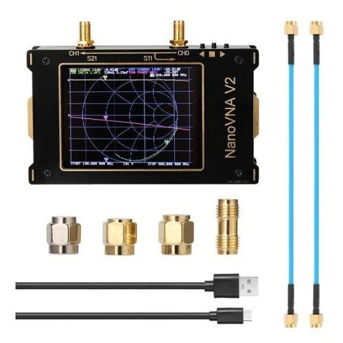 Портативный Сетевой Векторный Анализатор цепей и антенн W&S VNA V2 50кГц - 3ГГц Vector Network Analyzer S11 S21 с сенсорным экраном 3.2 дюйма и акб