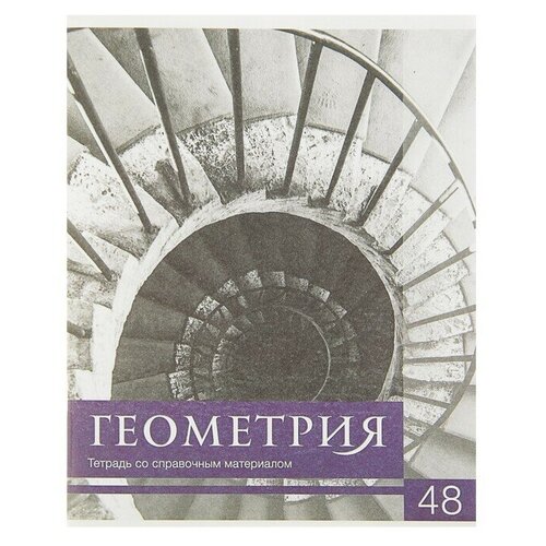 Тетрадь предметная Чёрное-белое, 48 листов в клетку Геометрия со справочным материалом, обложка мелованная бумага, блок №2, белизна 75% приправа чёрное и белое приправыч чёрное и белое мельница 63 г