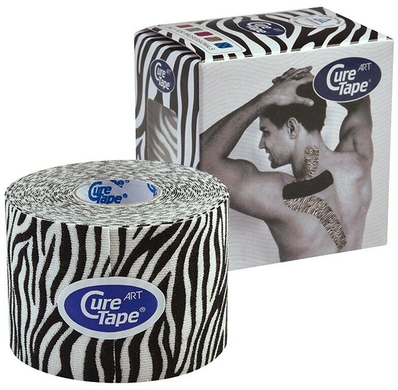 Тейп кинезиологический CureTape Art Zebra, 5 см x 5 м, арт. 163180, бело-черный