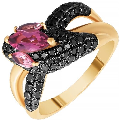 Кольцо из розового золота 585 пробы с турмалином, бриллиантами и топазами R38773-4-KO-DB-PT-TUR-PINK