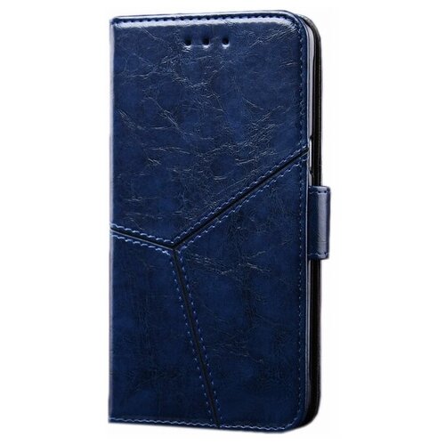 фото Чехол-книжка mypads для samsung galaxy s20fe (fun edition) sm-g780f 2020 / samsung galaxy s20 lite из качественной импортной кожи прошитый по контуру с необычным геометрическим швом цвет синий