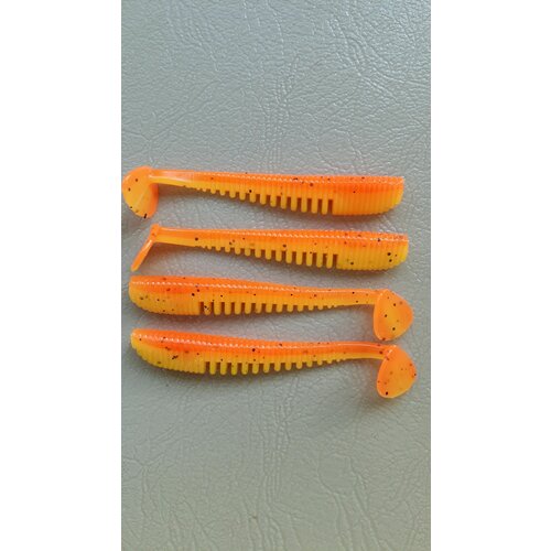 Силиконовая приманка Аваруна (Easy Shad) 89мм (6шт) Оранжево-лимонный (Orange-Lemon).