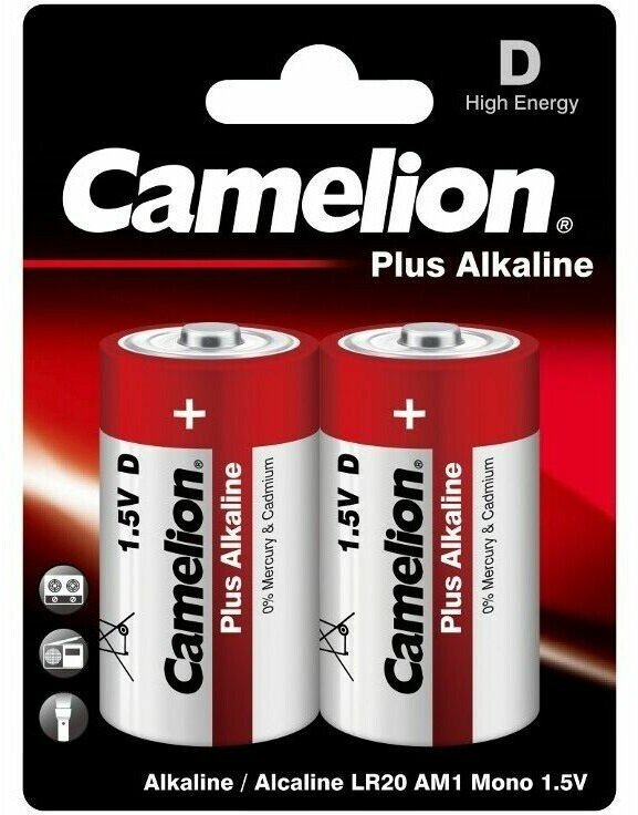 Батарейка Camelion (D, Alkaline, 2 шт) (LR20-BP2)