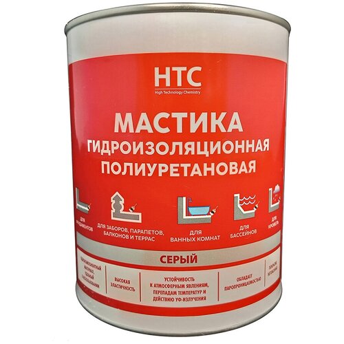 Мастика гидроизоляционная полиуретановая HTC, 1 кг, серая cemmix мастика гидроизоляционная полиуретановая htc 1 кг белый 85301966
