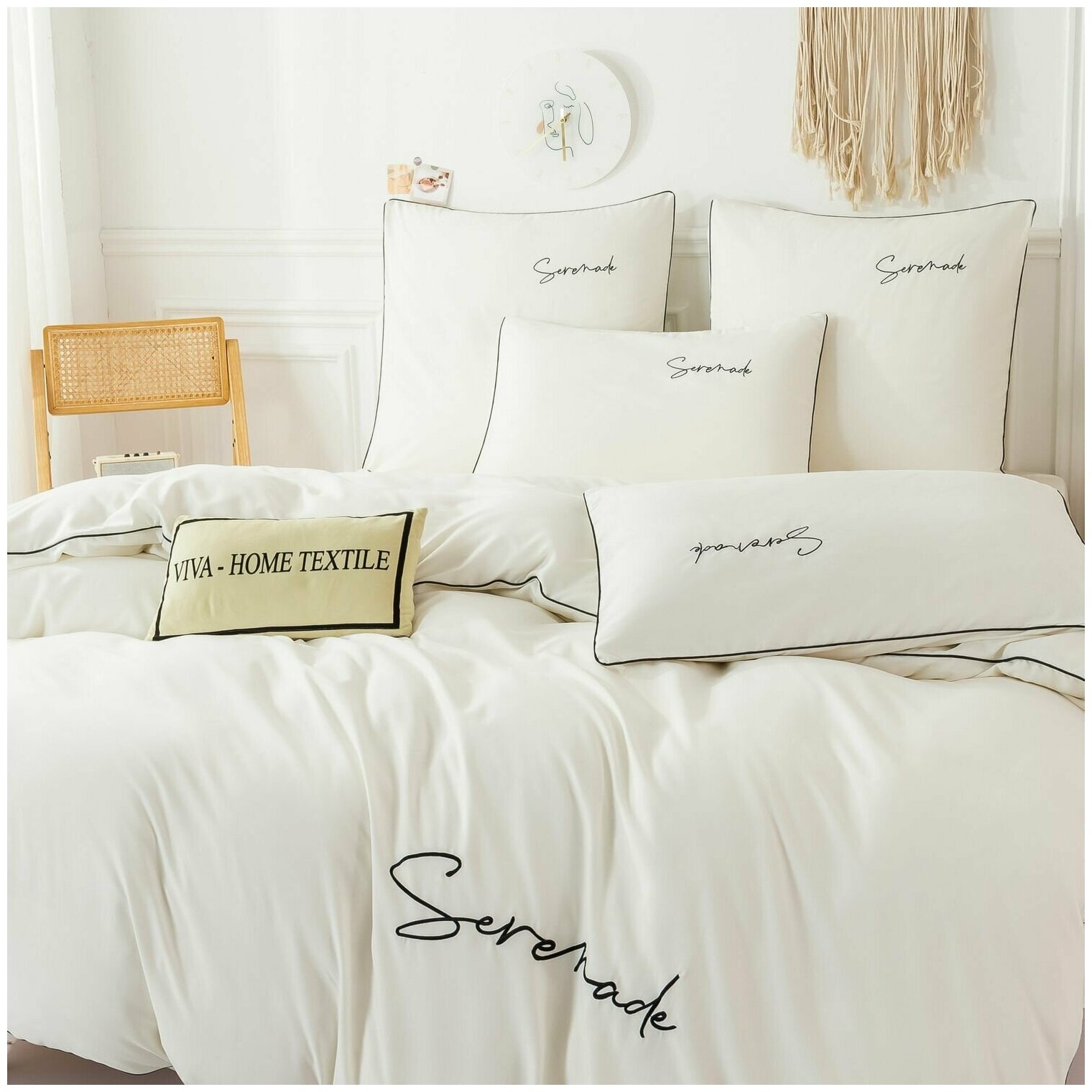 Комплект постельного белья Однотонный Сатин Вышивка на резинке CHR037 Евро 160x200 - фотография № 2