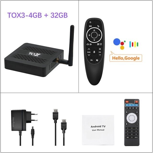 Комплект: TOX3 4/32 Amlogic S905X4 Android 11 Ревизия-2 + голосовая аэомышь G10s Pro с подсветкой