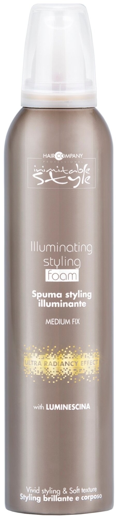 .INIMITABLE STYLE Illuminating Medium Styling Foam 250ml Мусс, придающий блеск. Средней фиксации 254841/LB12184