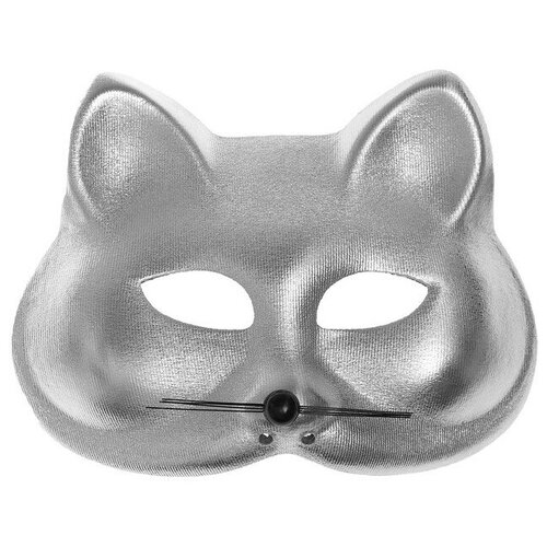 фото Карнавальная маска "кошка", цвет серебро 4301975 сима-ленд