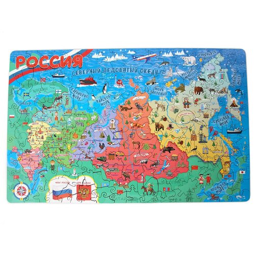 Пазл Карта России мини пазлы деревянные лиса 104 детали фанера 9348081