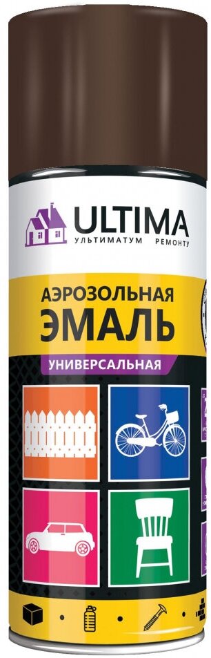 фото Аэрозольная краска ULTIMA RAL 8017 шоколадно-коричневый универсальная 520 мл ULT034
