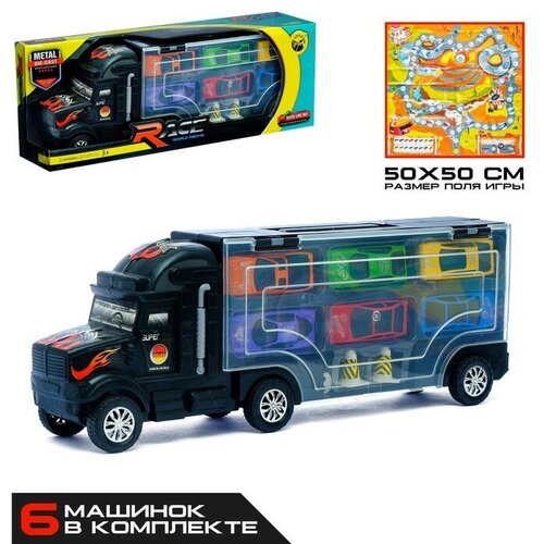Грузовик «Перевозчик», 6 металлических машин в комплекте + игра грузовик перевозчик 6 металлических машин в комплекте игра