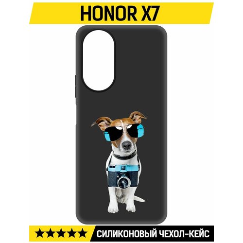 Чехол-накладка Krutoff Soft Case Пес-турист для Honor X7 черный чехол накладка krutoff soft case пес турист для honor x8 5g черный