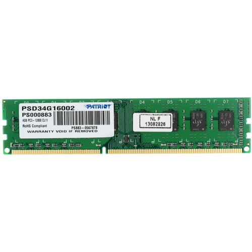 Оперативная память Patriot Memory PSD34G16002 4GB DDR3 168500₽