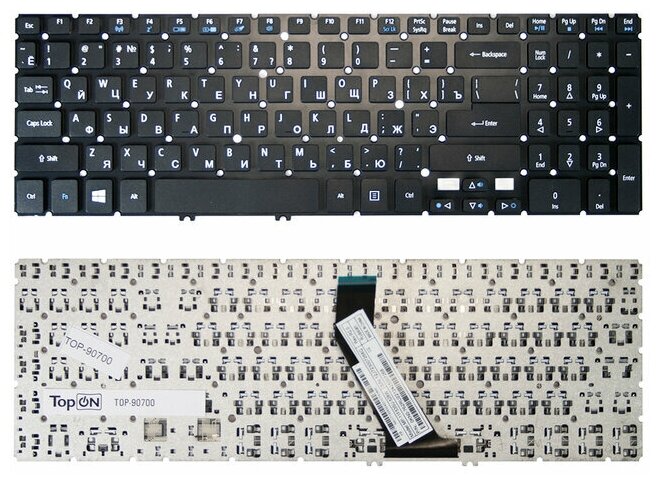 Клавиатура для ноутбука Acer Aspire V5-531 V5-551 V5-571 Series Г-образный Enter Черная без рамки PN NSK-R3BBC 0R 775₽