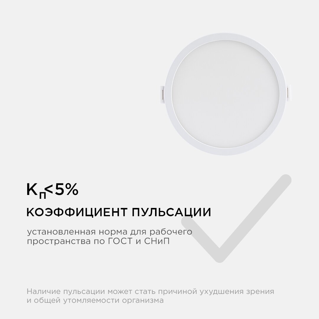 Светодиодный светильник-панель Apeyron 06-17 в форме круга d=120 мм / PF 0.5 / 10Вт / 2700К / 800Лм / IP40 - фотография № 12