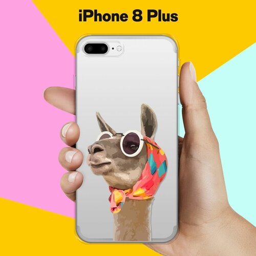 Силиконовый чехол Лама в очках на Apple iPhone 8 Plus силиконовый чехол лама в очках на apple iphone se 2020