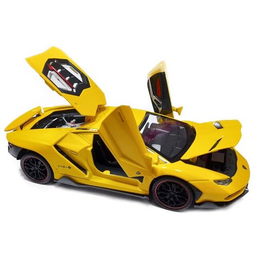 Купить Машинка металлическая инерционная Ламборджини Lamborghini Aventador 20 см (1:24) желтая, Cosmo Toys, черный/желтый, металл-пластик/металл, male