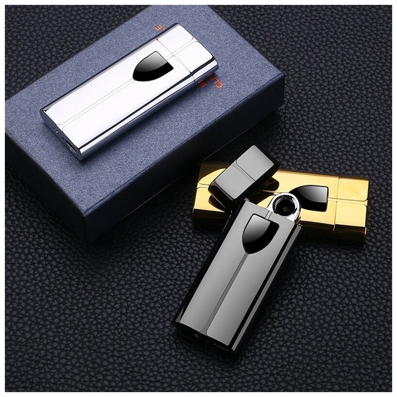 USB зажигалка с вращающимся кольцом плазмы, Цвет Чёрный - фотография № 7