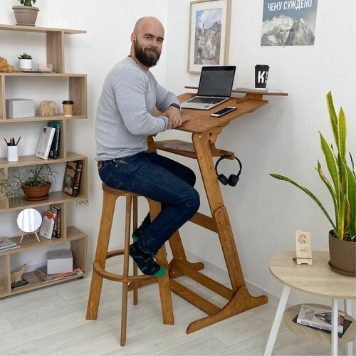 Письменный стол Хронос XL и барный стул на рост 180-200 см, комплект