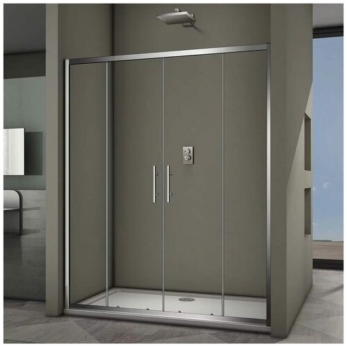 Душевая дверь в нишу Veconi VN-62 1600 х 1900 мм, раздвижная, прозрачное стекло Easy Clean, профиль хром VN62-160-01-19C3