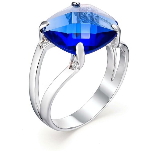 фото Алькор кольцо с сапфиром и фианитами из серебра 01-0634-00кс-00, размер 17.5