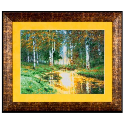 фото Ажур набор для вышивания крестиком золотая осень тихая речка 35 х 27 см (0017)